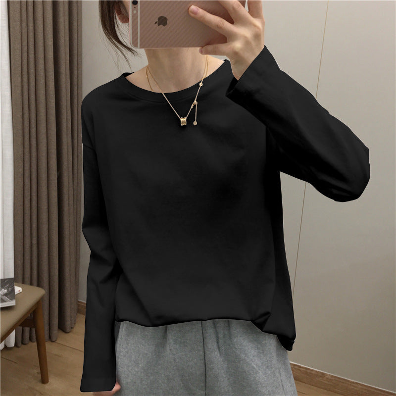 Damen lässiges Langarmshirt mit rundem Ausschnitt Drune