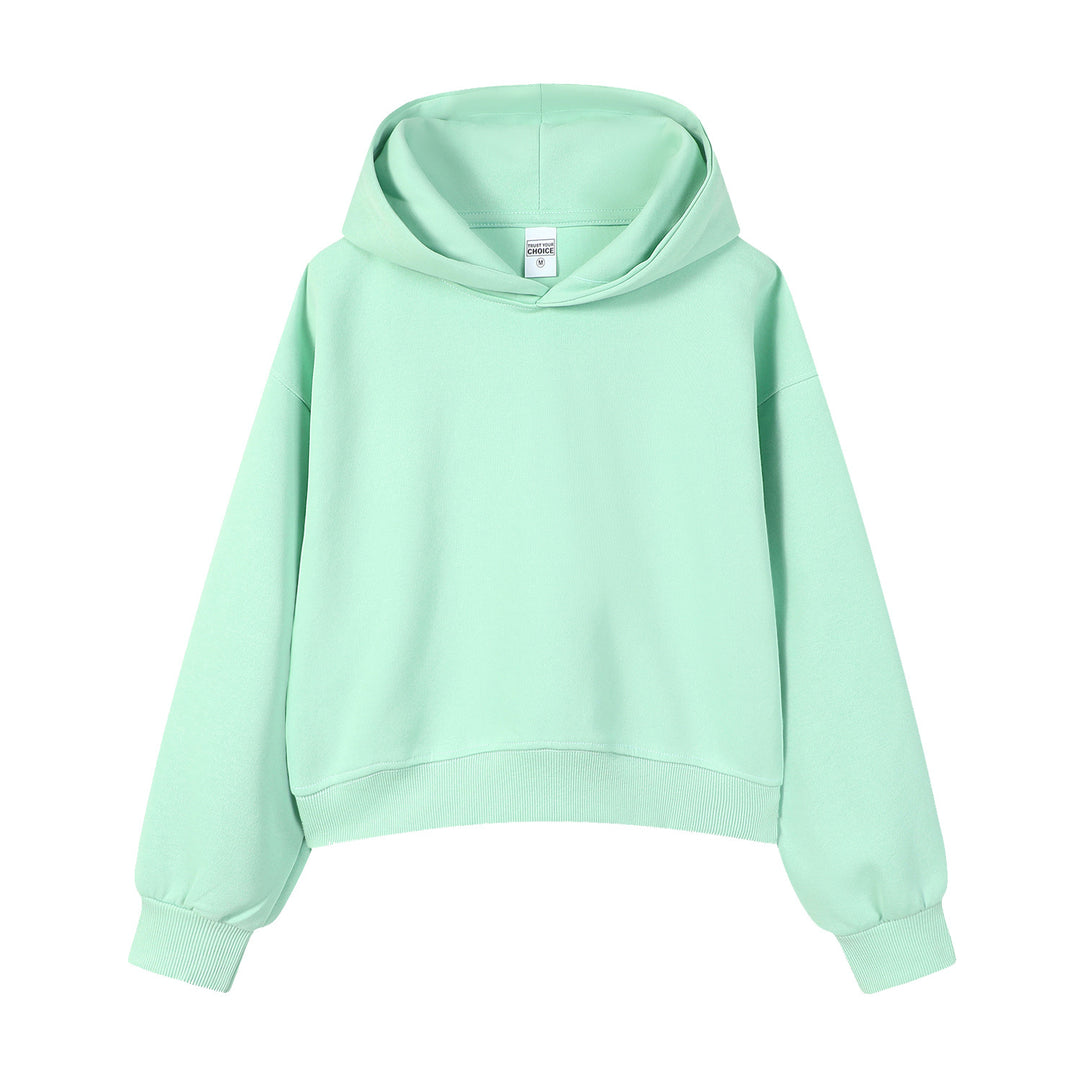 Damen modischer cropped Hoodie mit weitem Schnitt Drune