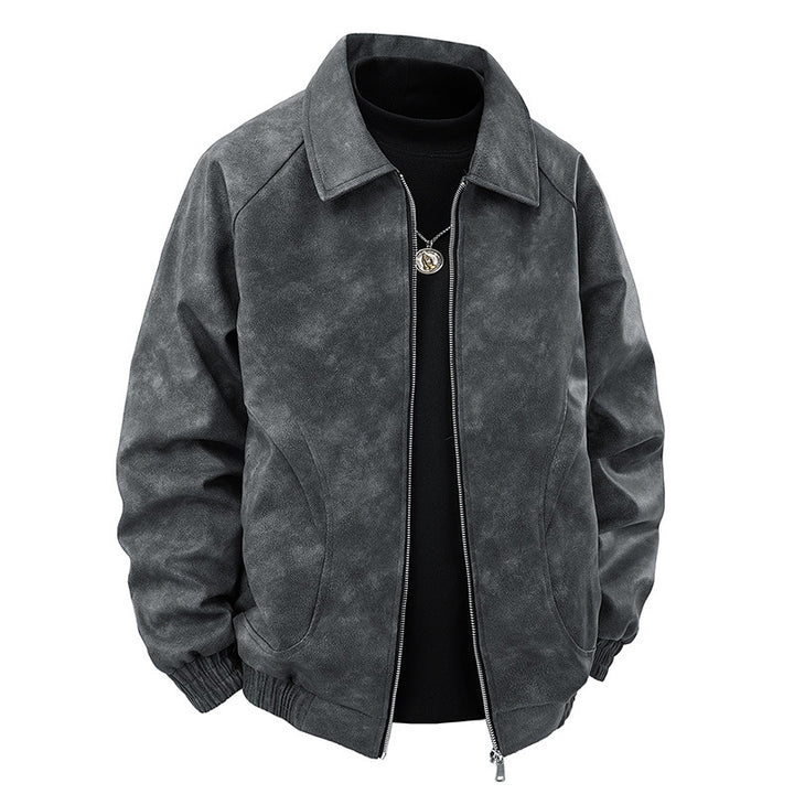Herren Veloursleder‑Optik Blousonjacke mit Hemdkragen und elastischem Bund Drune