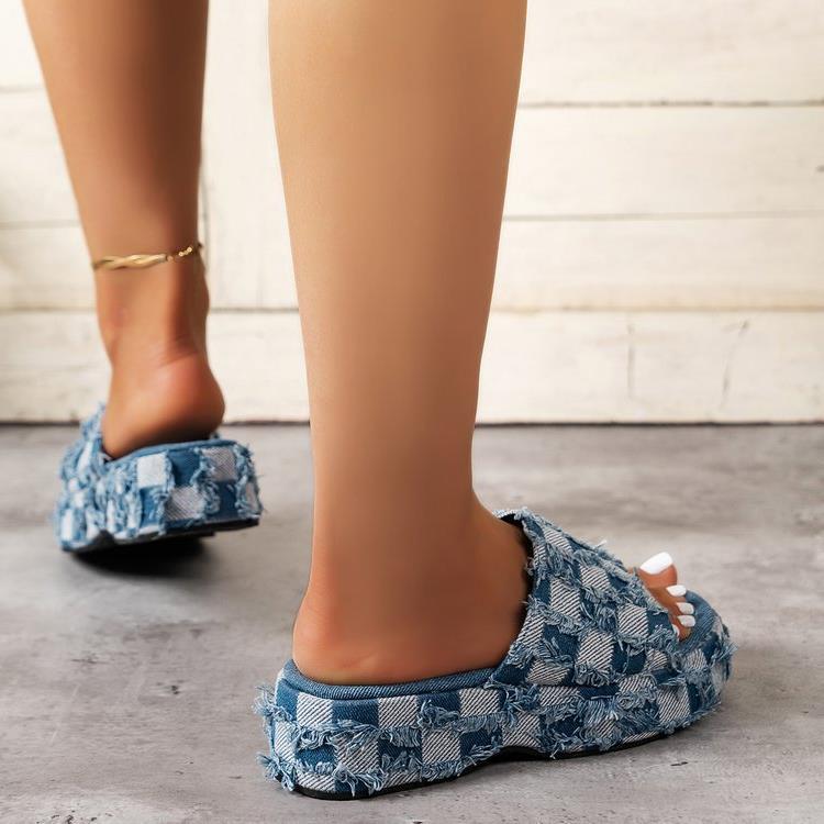 Damen trendige Clogs im modernen Karomuster Drune