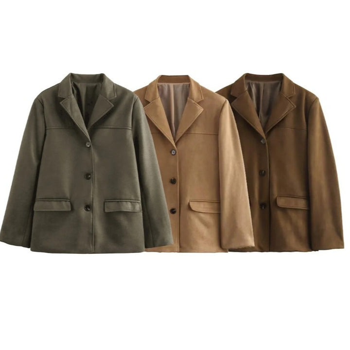 Damen schicke Blazerjacke aus weichem Material mit praktischen Taschen Drune