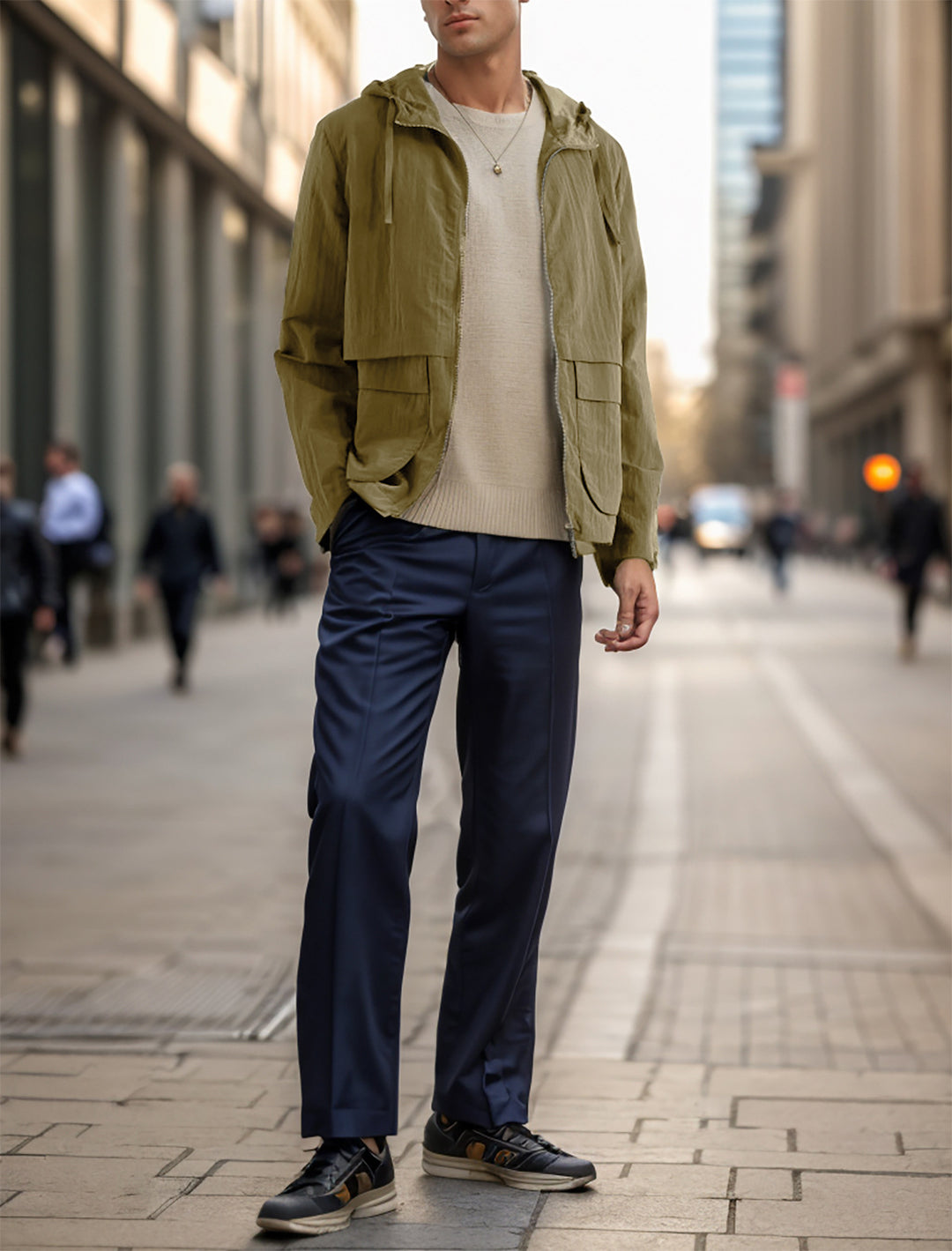 Herren leichte Jacke im lässigen Stil mit großzügigen Taschen Drune