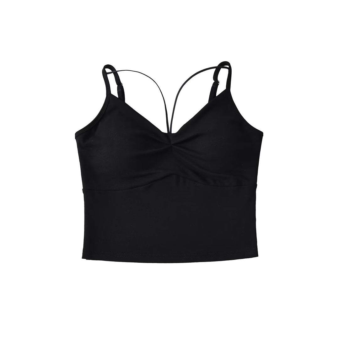Damen elegantes Crop-Top mit verstellbaren Spaghetti-Trägern Drune