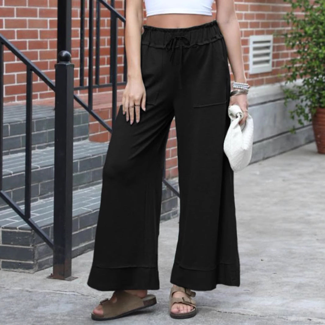 Damen Modische Palazzo-Hose mit elastischem Bund und praktischen Taschen Drune