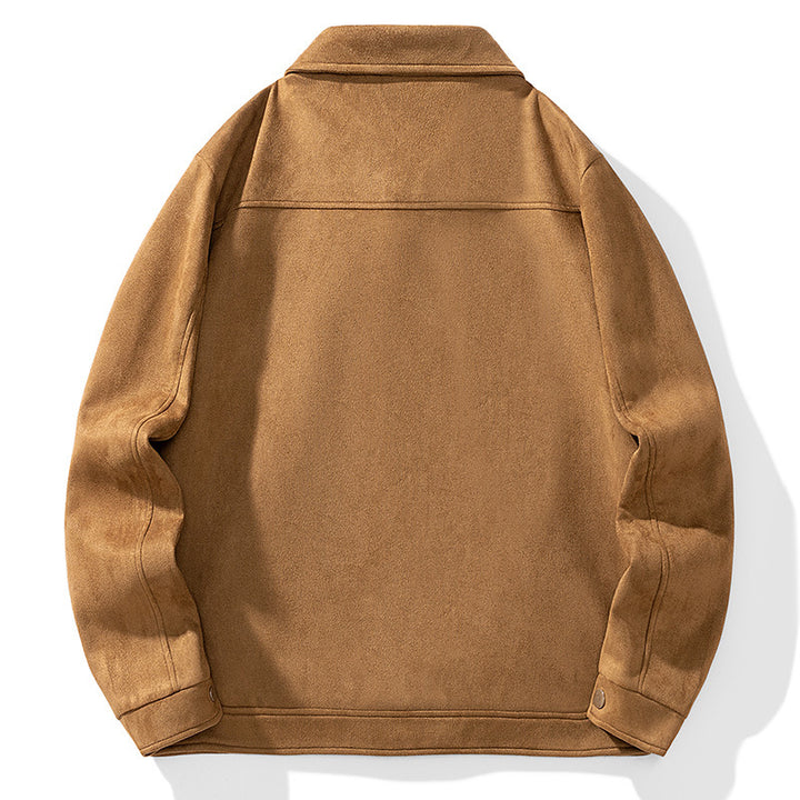 Herren Baumwollmix-Truckerjacke mit kontrastiertem Innenfutter und Pattentaschen Drune