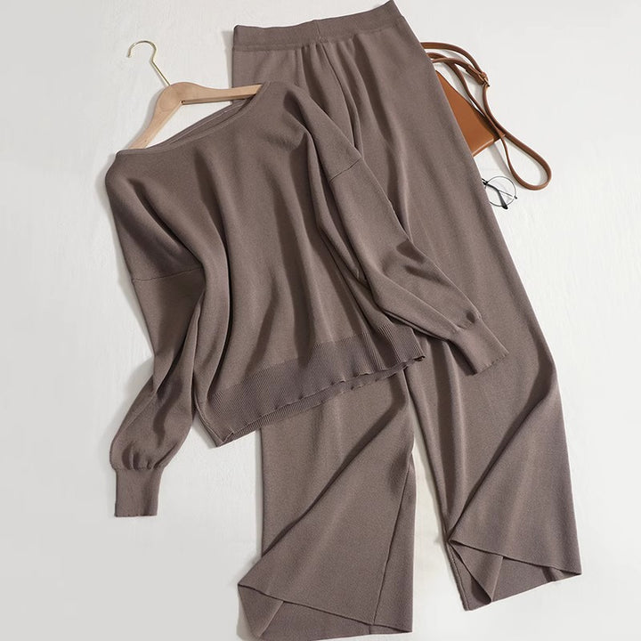 Damen lässiges Strickanzug-Set mit weitem Schnitt und modischen Details Drune