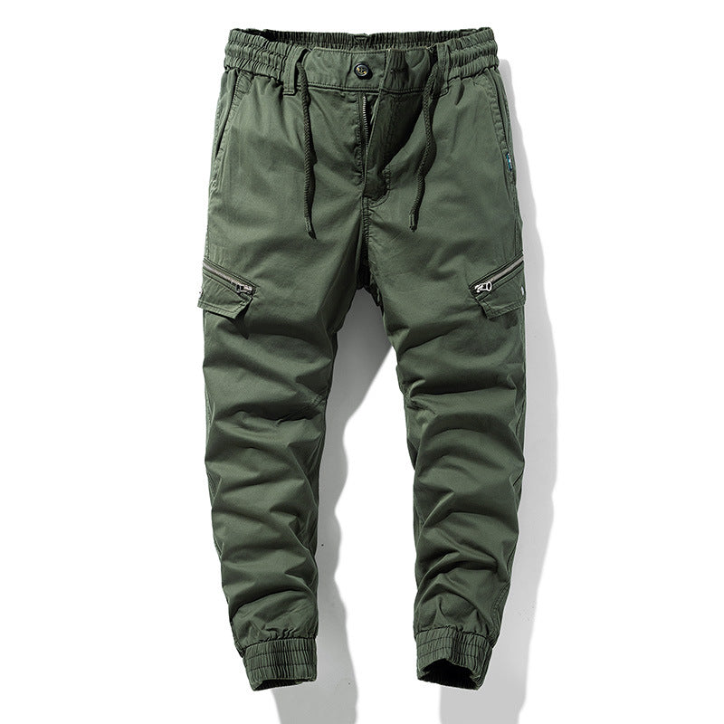 Herren Multifunktionale Cargo-Jogginghose mit Tunnelzugbund, Reißverschluss-Taschen und geripptem Knöchelbündchen Drune