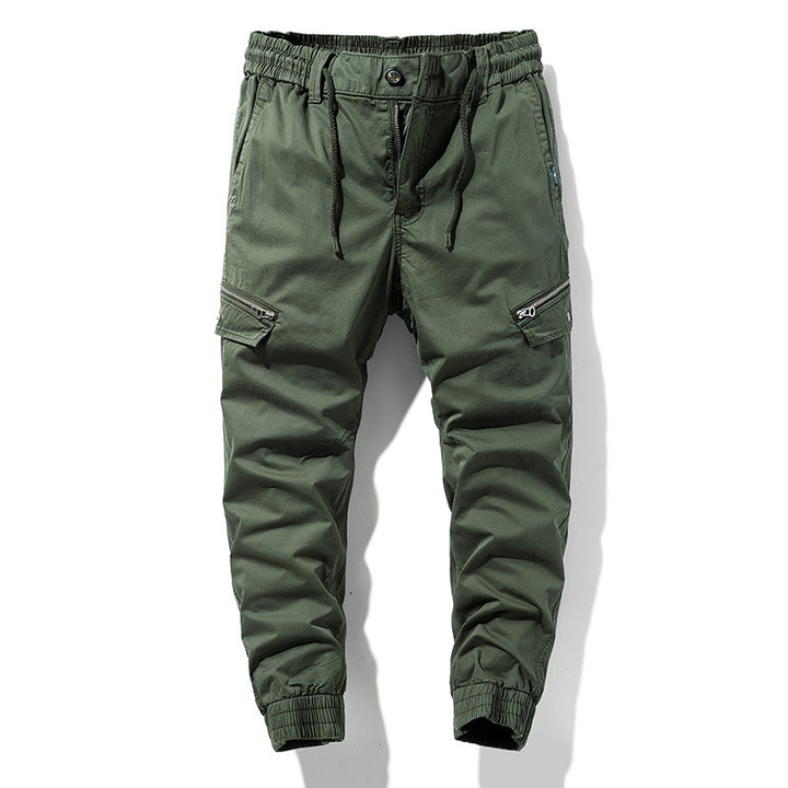 Herren Multifunktionale Cargo-Jogginghose mit Tunnelzugbund, Reißverschluss-Taschen und geripptem Knöchelbündchen Drune