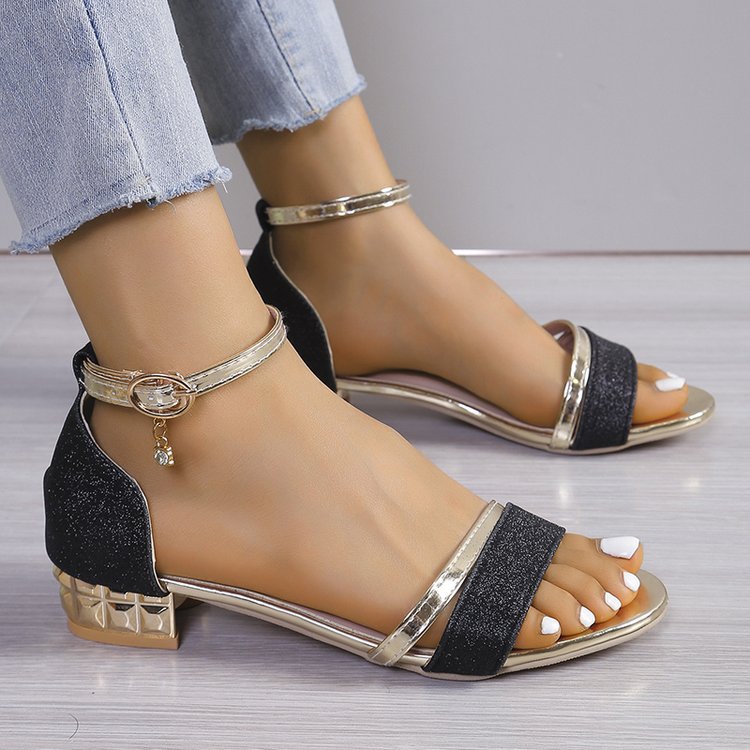 Damen Glitzernde Absatzsandalen Drune