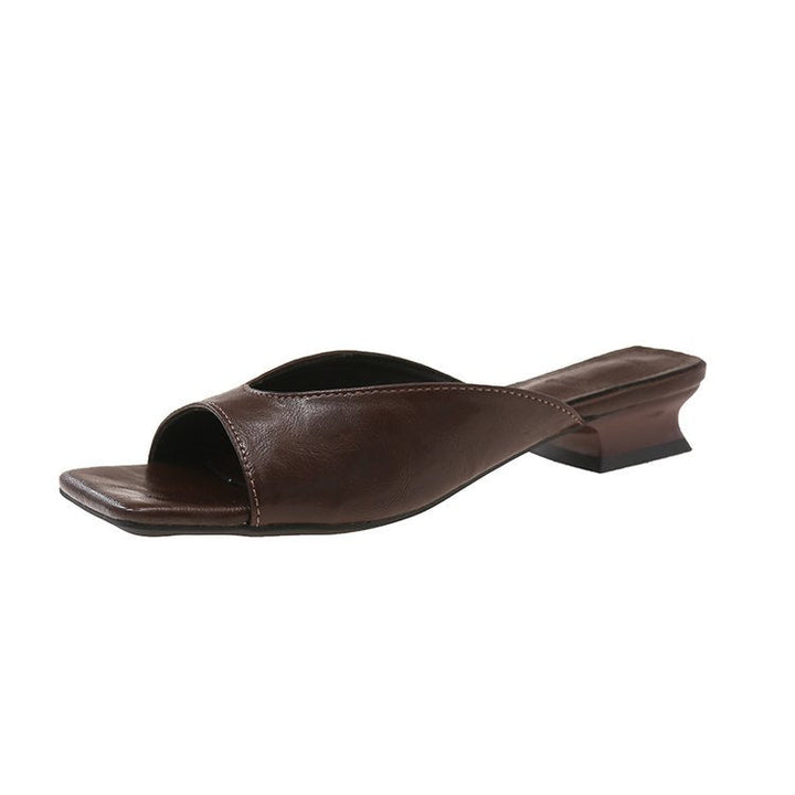 Damen offene Mules mit modernem Blockabsatz Drune