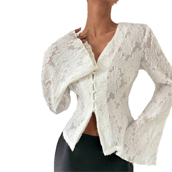 Damen Spitzenbluse mit weitem Ärmel Drune