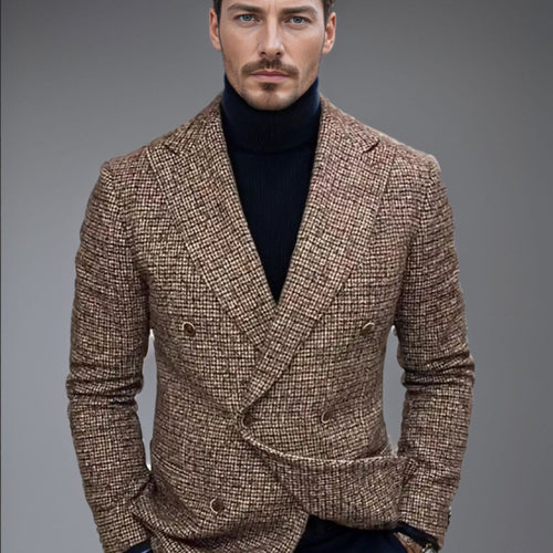Herren Doppelreihiges Tweed-Sakko mit markantem Revers und taillierter Silhouette Drune