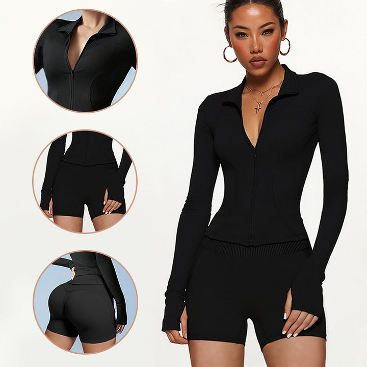 Damen Sportliches Set mit hohem Kragen und langen Ärmeln Drune