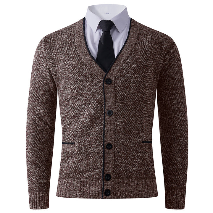 Herren Strukturierte Strickcardigan mit V-Ausschnitt, Knopfleiste und Eingrifftaschen Drune