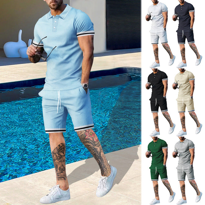 Herren Poloshirt und Shorts-Set mit sportlichen Akzenten Drune