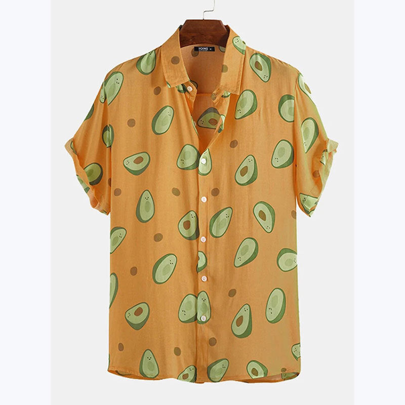 Herren Kurzarmhemd mit frischem Avocado-Muster Drune
