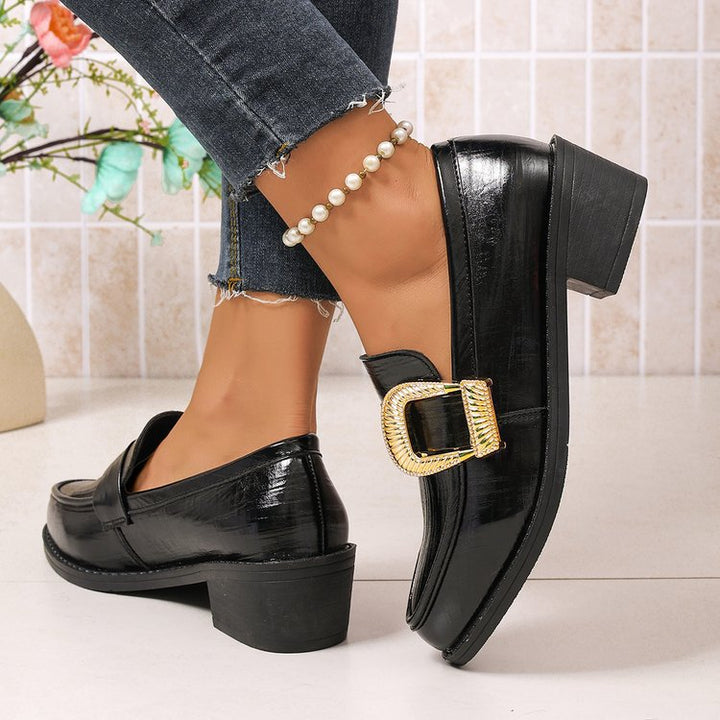 Damen Elegante Mokassins mit Goldschnalle Drune