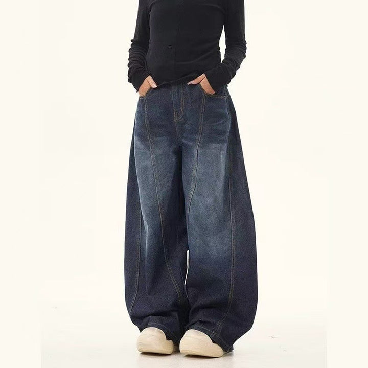 Damen Weitgeschnittene Denim-Hose Drune