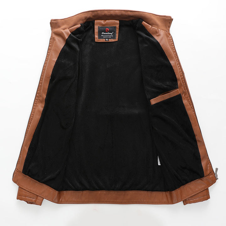 Herren schlanker Kunstleder-Moto-Blouson mit gesteppten Schulter- und Ärmelpaneelen Drune