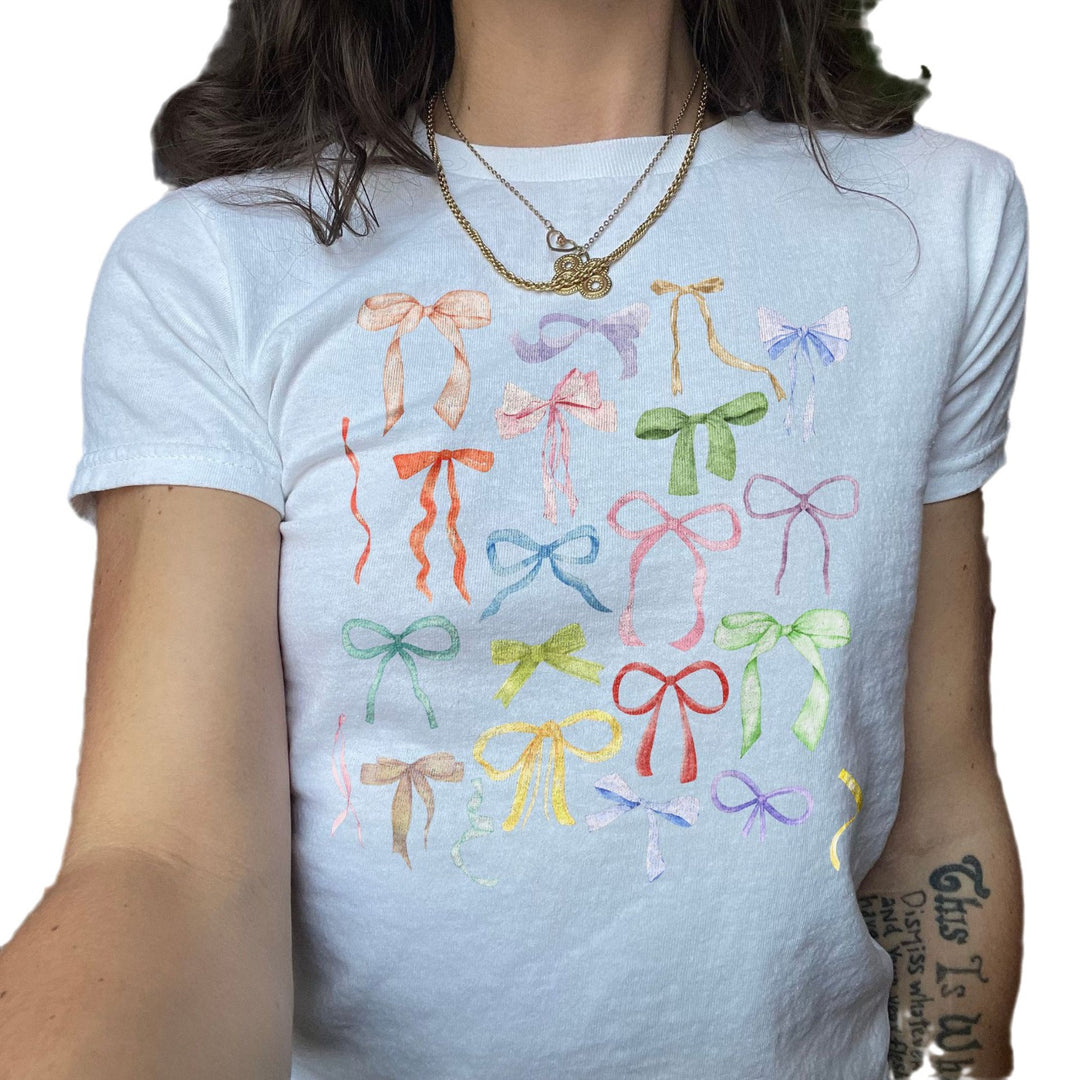 Damen T-Shirt mit flauschigem Schleifenmotiv Drune