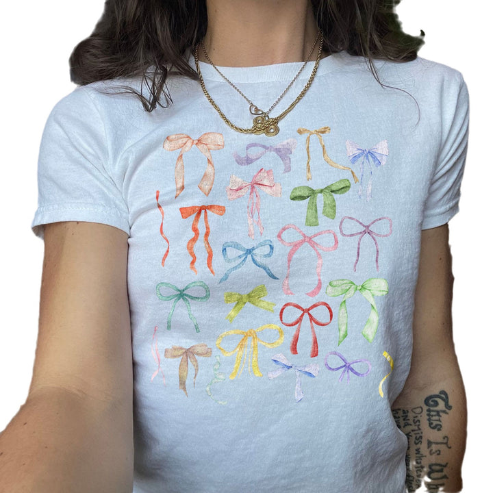 Damen T-Shirt mit flauschigem Schleifenmotiv Drune