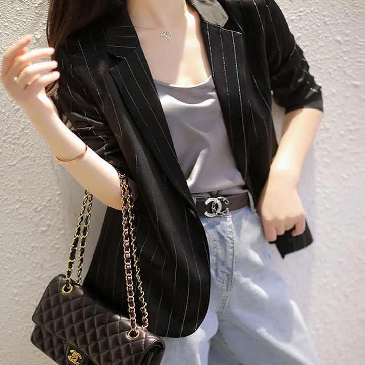 Damen Eleganter Blazer mit feinen Streifen Drune
