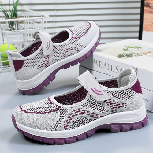 Damen Leichte Freizeitschuhe mit verstellbarem Riemen und atmungsaktivem Netzobermaterial Drune