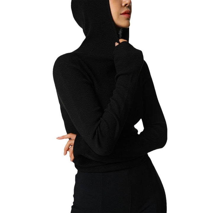 Damen enganliegendes Turtleneck-Oberteil mit Daumenlöchern und strukturiertem Design Drune