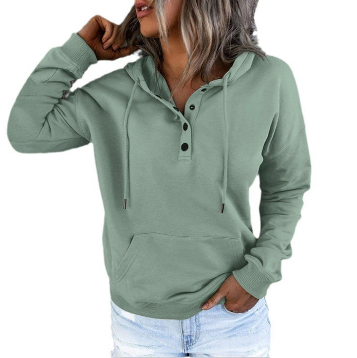 Damen Sportlicher Hoodie mit Knopfleiste und lässigem Schnitt Drune