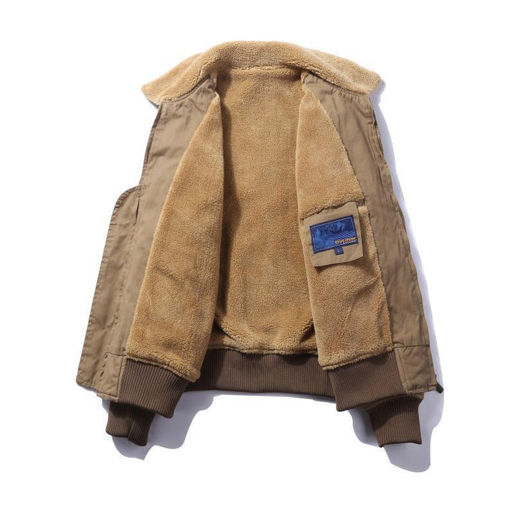 Herren Fliegerjacke im Vintage-Canvas mit Teddykragen und Rippbündchen Drune