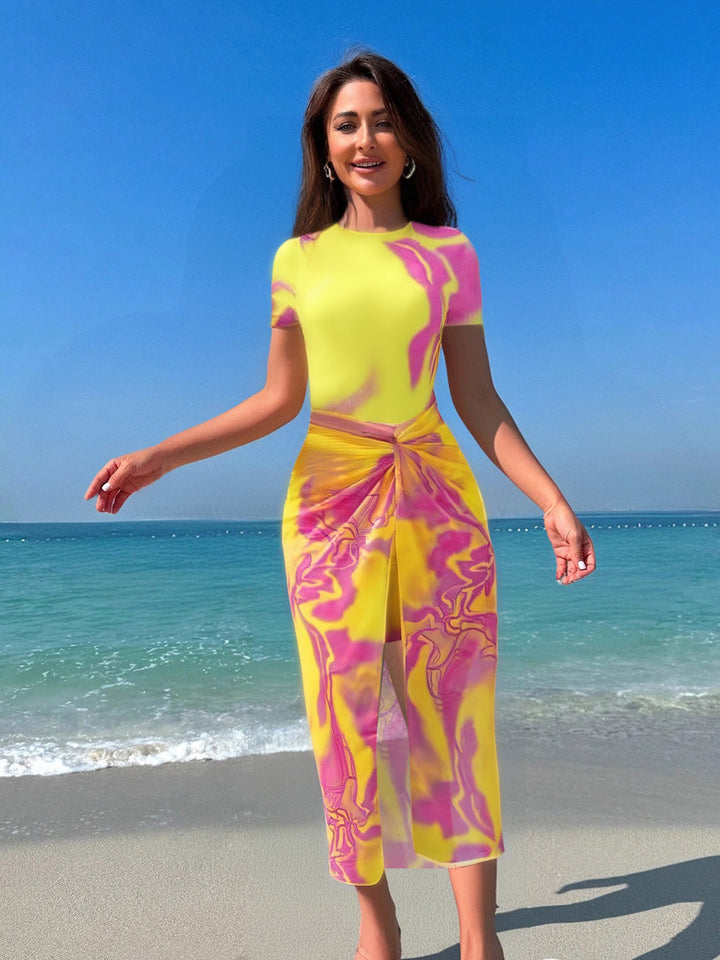 Damen modisches Strandkleid mit verknoteter Taille Drune