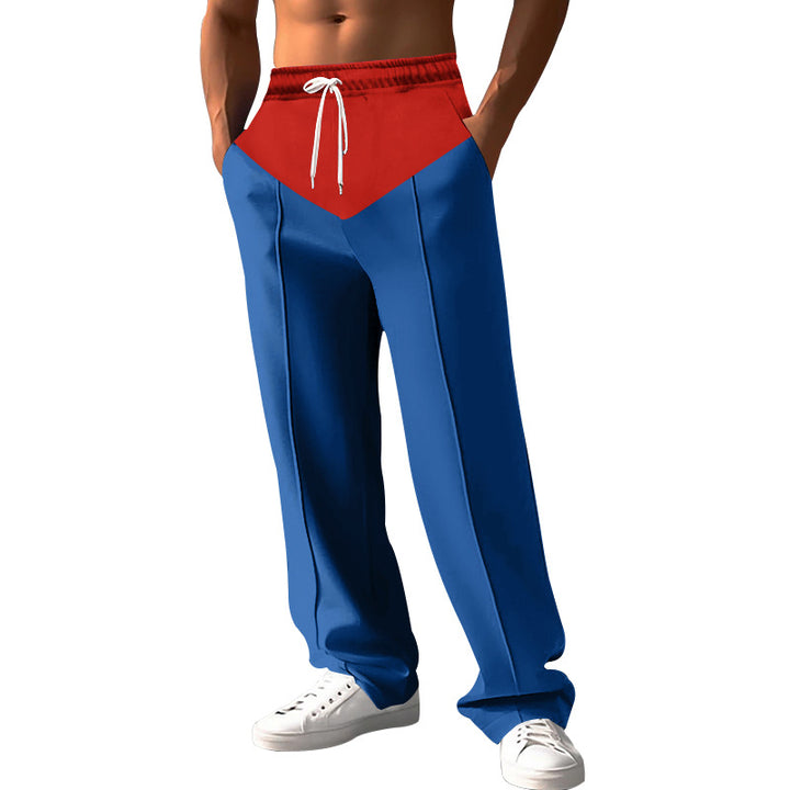 Herren nan Relaxed-Fit Sweathose mit V-Bund, Kordelzug, Eingrifftaschen und sichtbarer Bügelfalte Drune