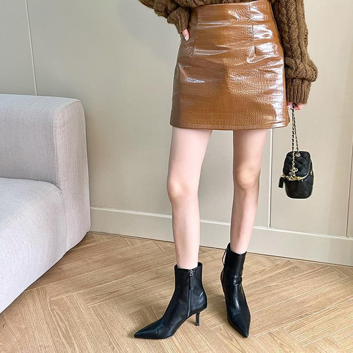 Damen knöchelhohe Stretch-Stiefelette mit spitzer Zehenpartie und schlankem Sculpted-Absatz Drune
