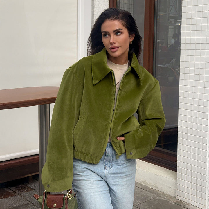 Damen Modische Veloursjacke mit elastischem Bund Drune