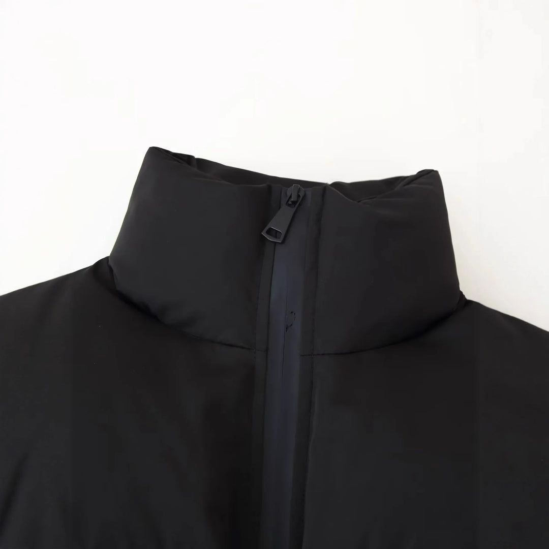 Damen modische cropped Daunenjacke mit hohem Kragen und praktischen Taschen Drune