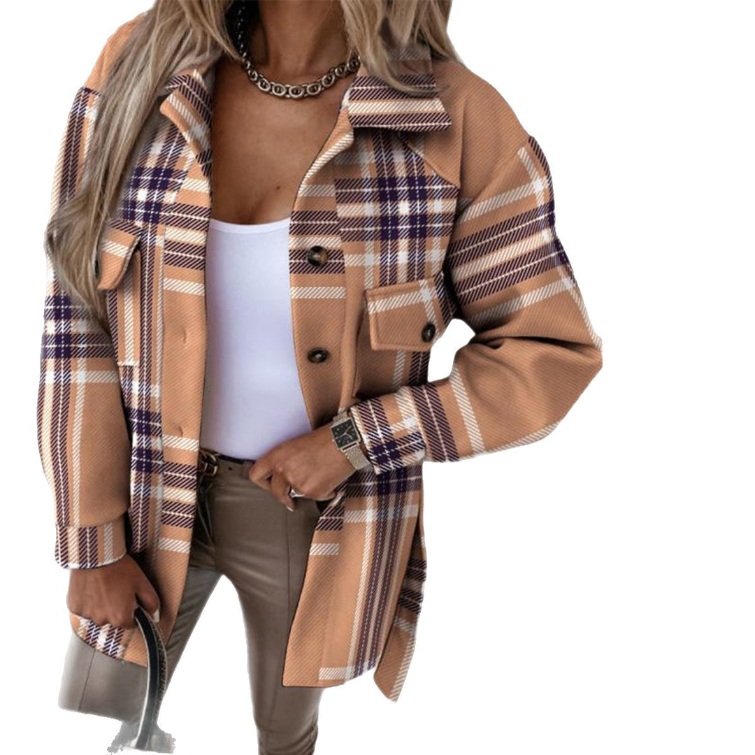 Damen Karo Oversized-Hemdjacke mit Taschen Drune