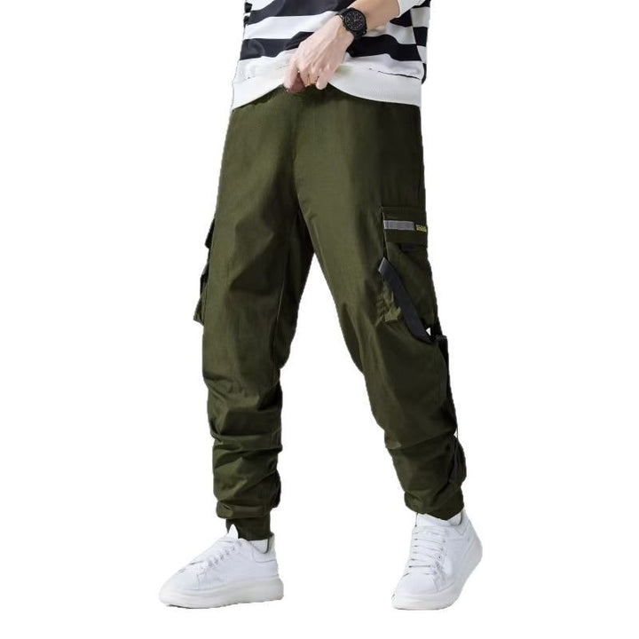 Herren Tapered Cargo-Jogginghose mit mehrfachen Klapp‑ und Gurtbandtaschen Drune
