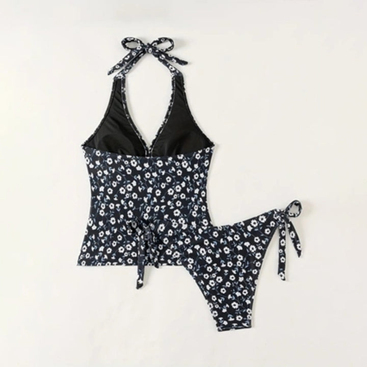 Damen Eleganter Einteiler Badeanzug mit floralen Akzenten Drune