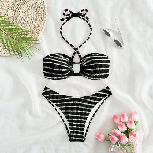 Damen Bandeau-Bikini mit verspieltem Schnitt und trendigen Bindebändern Drune
