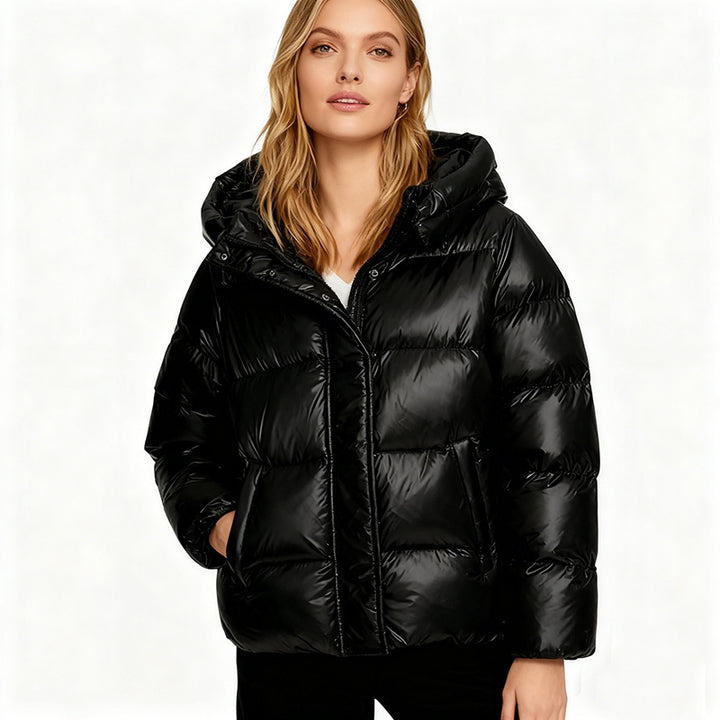 Damen Gesteppte Steppjacke mit Kapuze, Boxy-Schnitt und wasserabweisender Hülle Drune