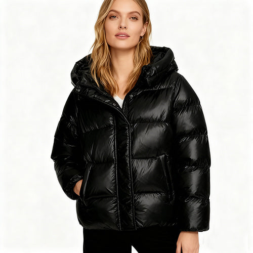 Damen Gesteppte Steppjacke mit Kapuze, Boxy-Schnitt und wasserabweisender Hülle Drune