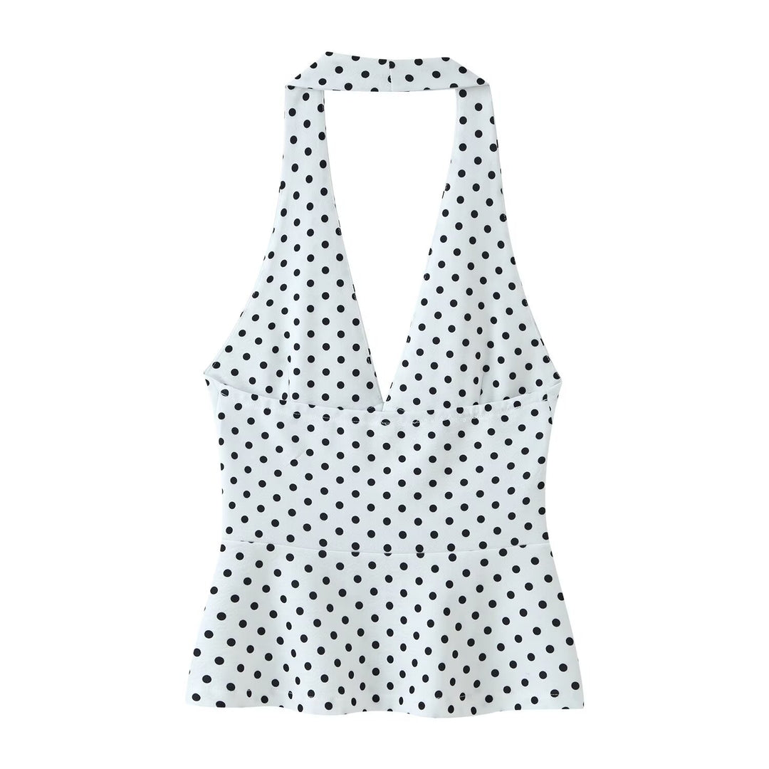 Damen Hochtaillierte Flare-Hose mit Gummibund und Polka-Dot-Print Drune