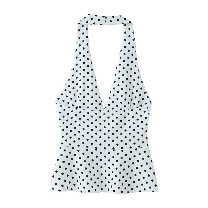 Damen Hochtaillierte Flare-Hose mit Gummibund und Polka-Dot-Print Drune