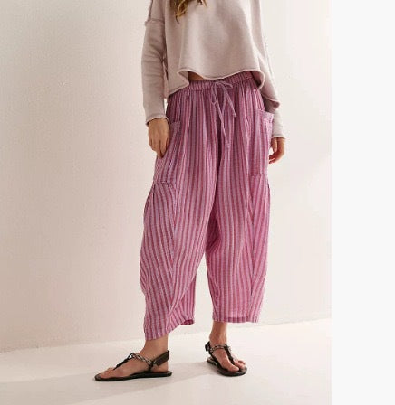 Damen lässige Weite Sommer-Hose mit elastischem Bund und praktischen Taschen Drune