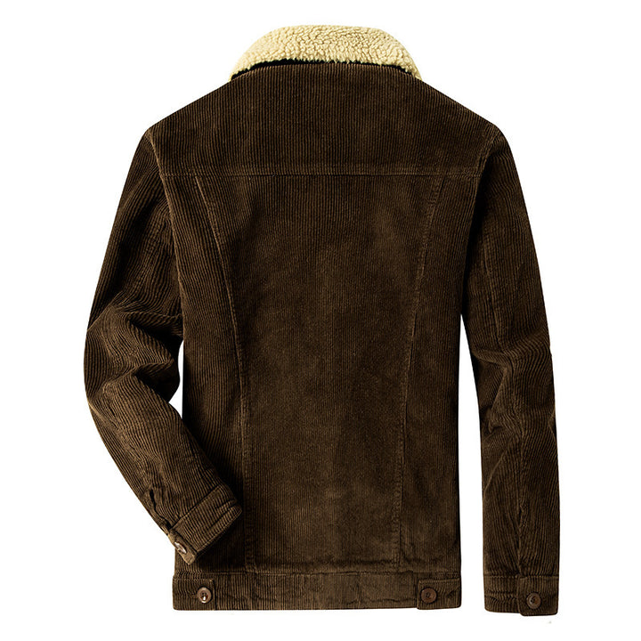 Herren Cord-Truckerjacke mit durchgehendem Teddyfutter und Brustpattentaschen Drune