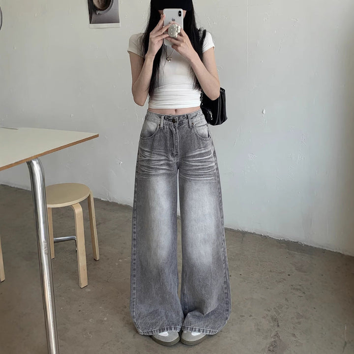 Damen Palazzo-Jeans im angesagten vintage Look mit weitem Bein Drune