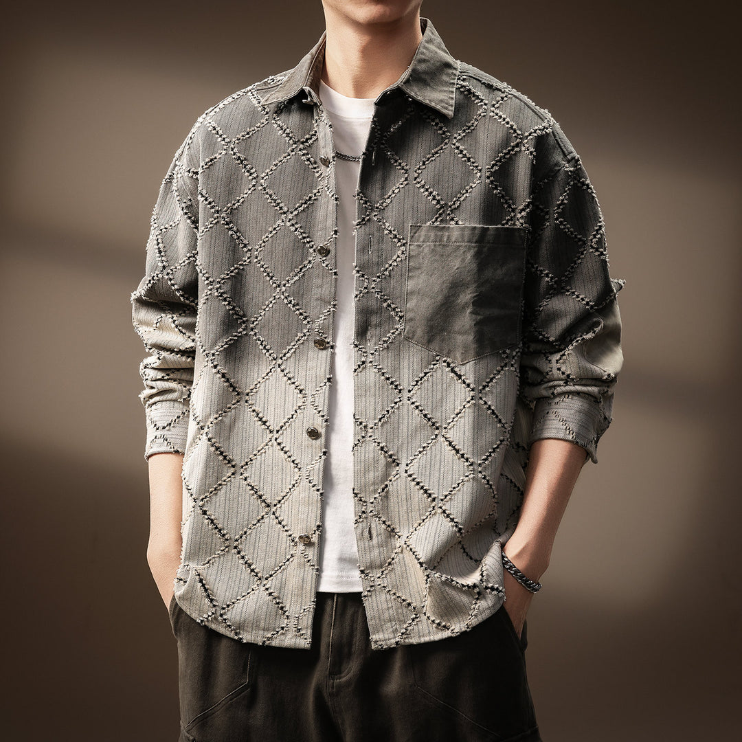 Herren Modische Hemdjacke mit gestepptem Design Drune