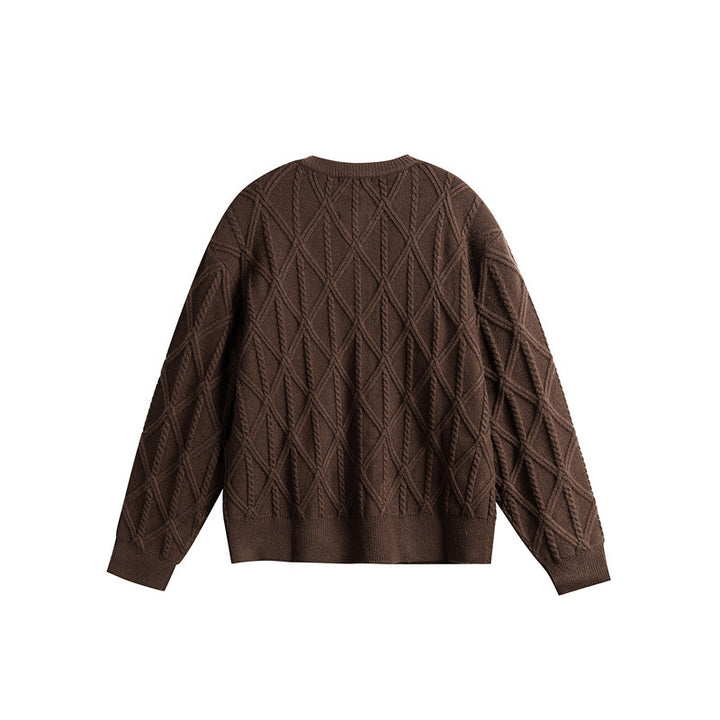 Damen Strickcardigan im Boxy Cut mit strukturierter Rautenmuster, Rundhalsausschnitt und durchgehender Knopfleiste Drune