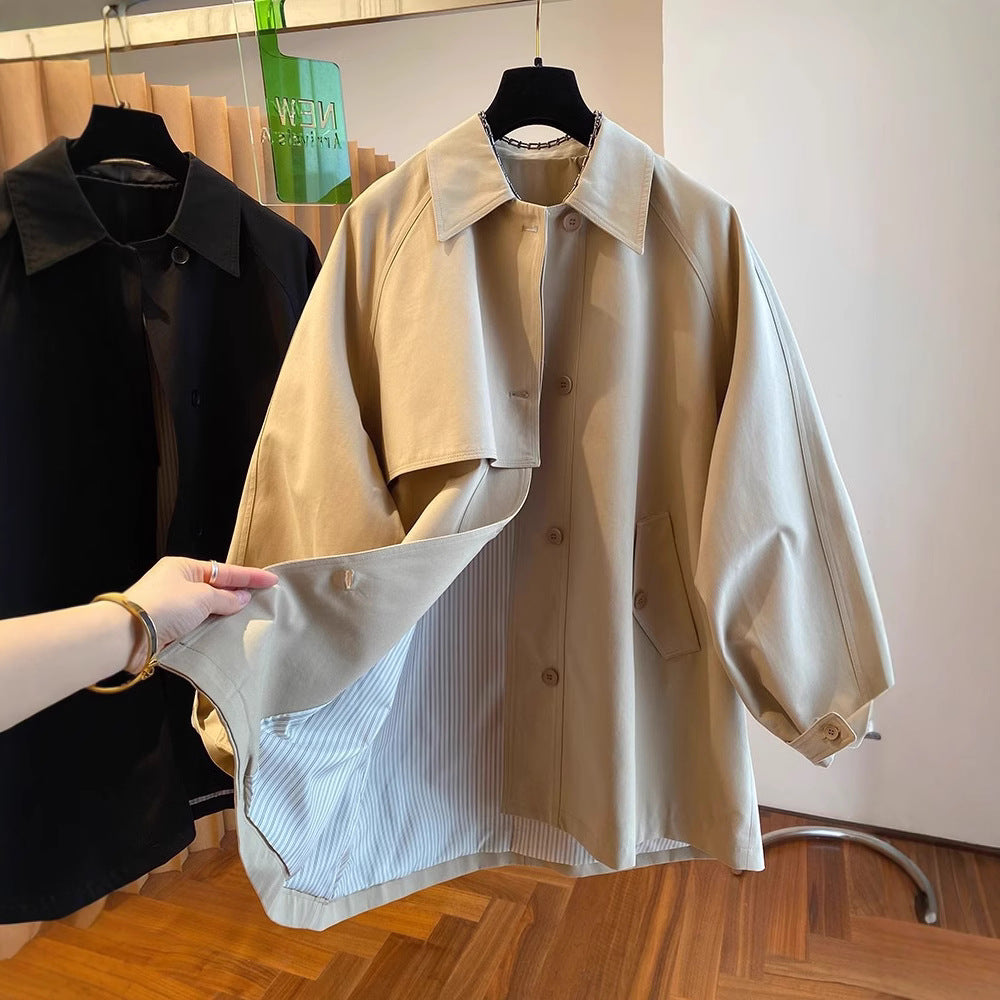 Damen Modische Übergangsjacke mit weitem Schnitt Drune