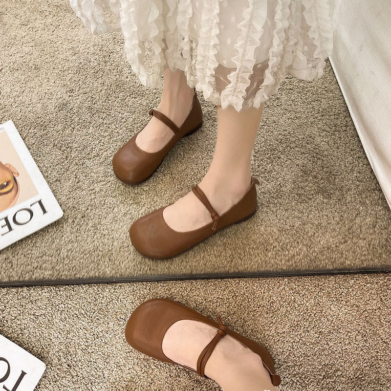Damen Bequeme und elegante Ballerinas mit verstellbarem Riemen und weicher Innensohle Drune